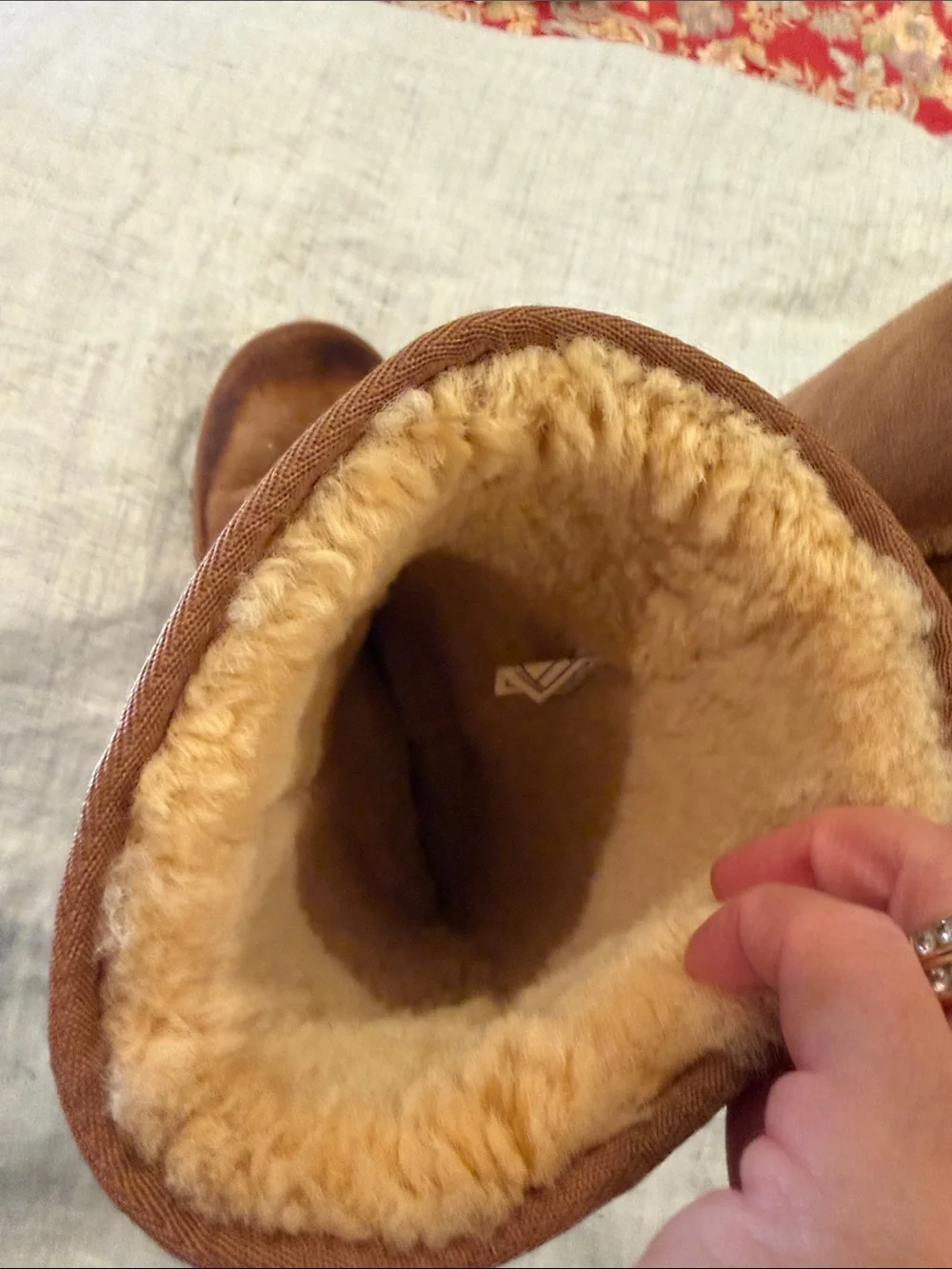 UGG Chestnut Suede Mid-Calf Shearling Boots